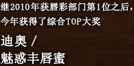 继2010年获唇彩部门第1位之后，今年获得了综合TOP大奖 迪奥／魅惑丰唇蜜