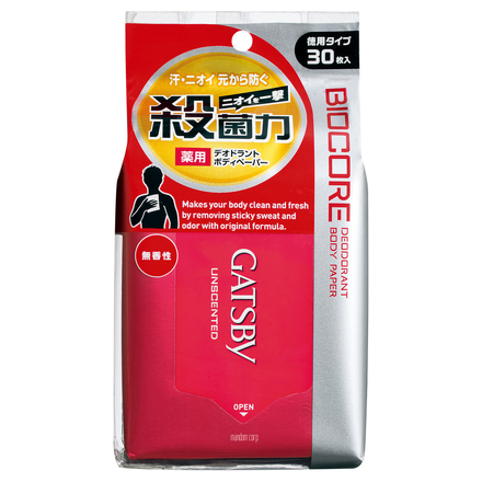 Bio-Core Deodorant Body Paper Unscented / GATSBY